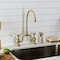 Kingston Brass Bridge Kitchen Faucet with Brass Sprayer, Brushed Brass KS7797PLBS - alternate 5